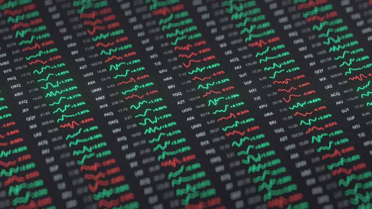 Stock market fictional trading quotes seamless loop 3D render animation
