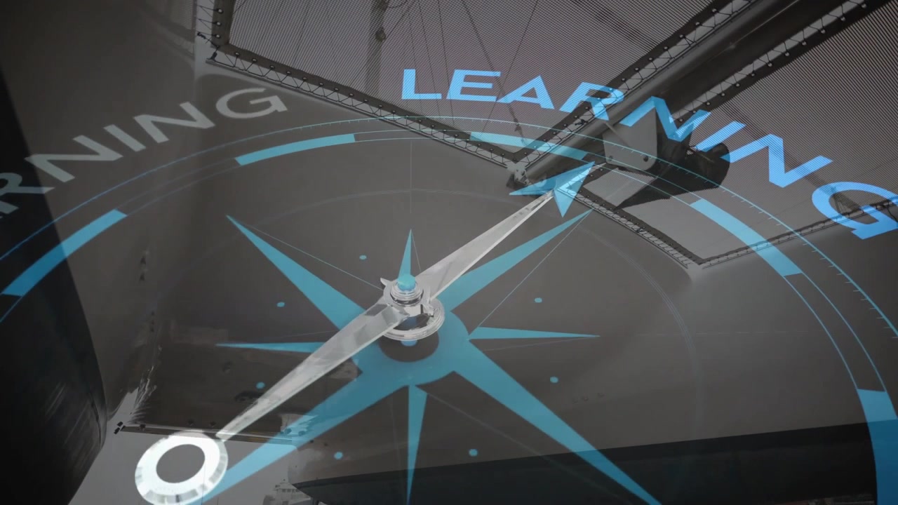 Digital Compass Overlay with Learning Concept on Abstract Background