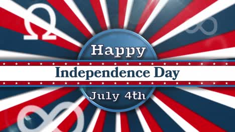 animation of independence day text over flag of america pattern