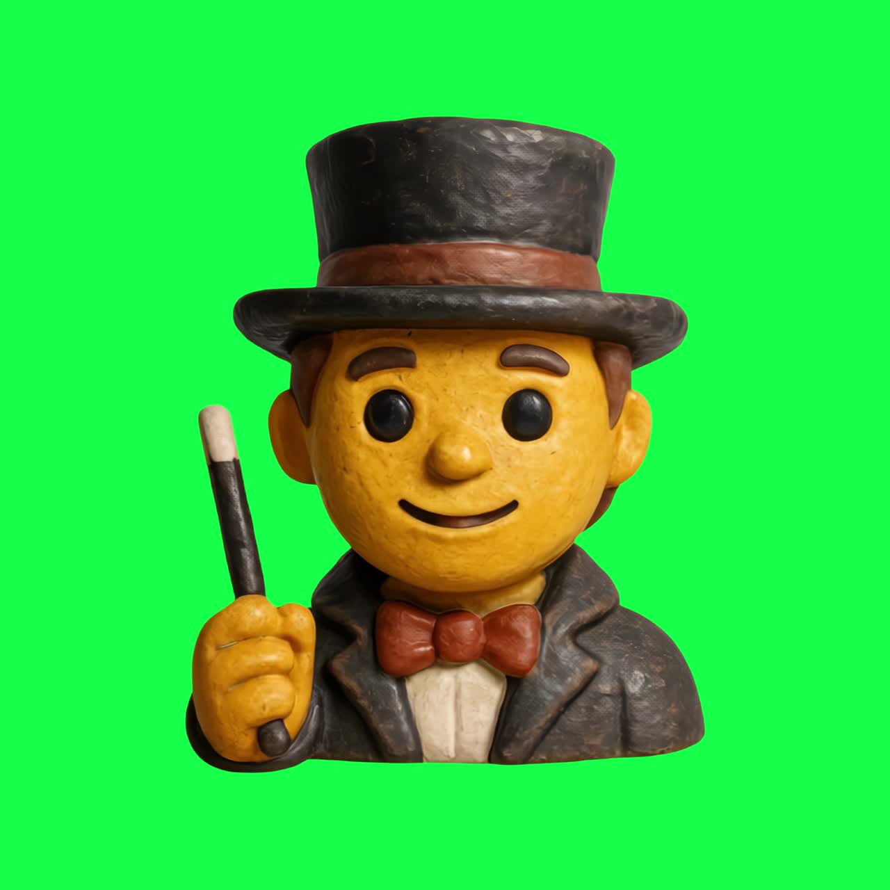 Mágico de boneco de massinha com animação de varinha, vídeo em 4K transparente, tela verde