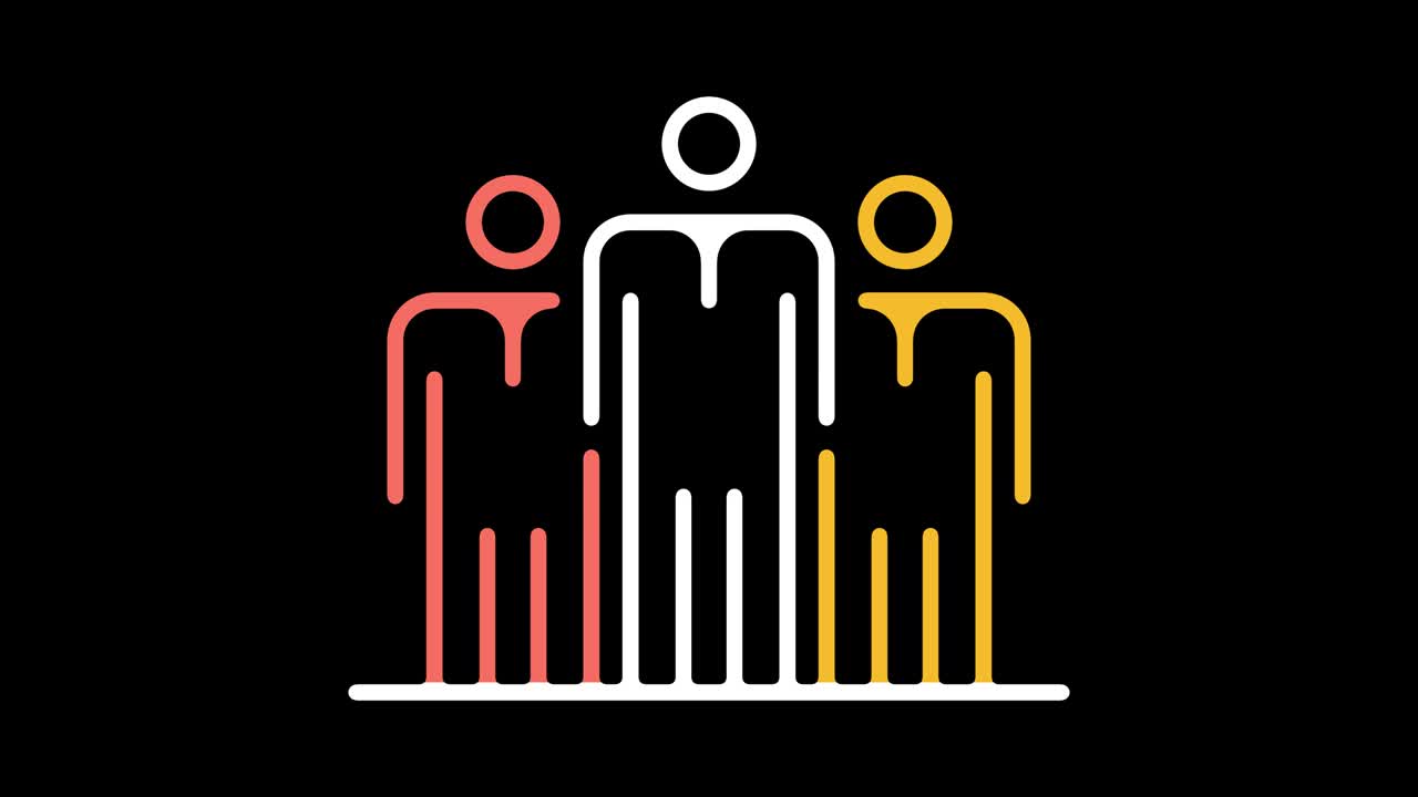 Teamwork Skills Line Icon Animation with Alpha