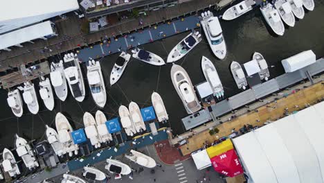 Spiraling-down-to-some-amazing-boats-that-are-docked-up-for-the-boat-show