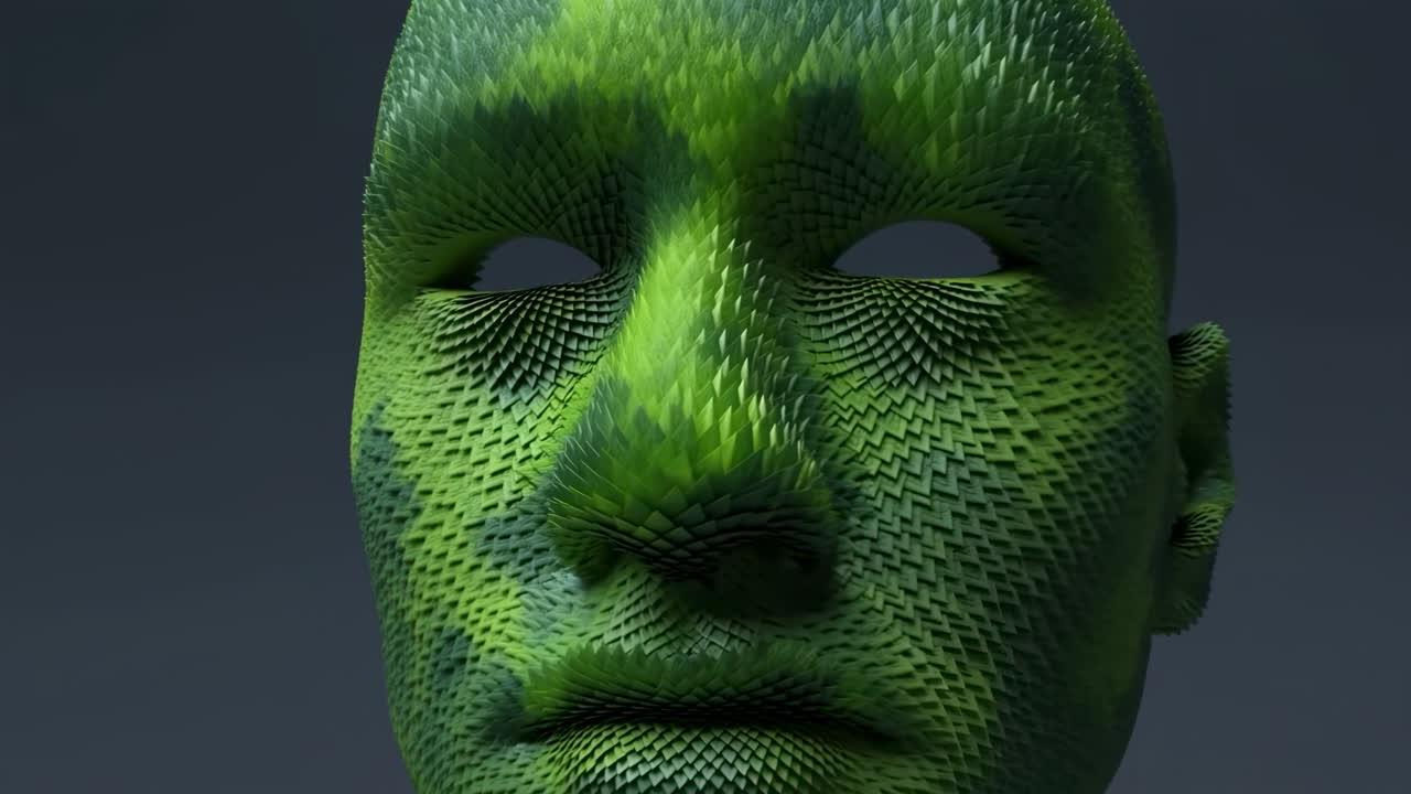 Abstract Green Human Face