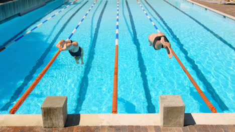 Nadador-Masculino-Y-Femenino-Preparándose-Para-Bucear-En-La-Piscina-4k