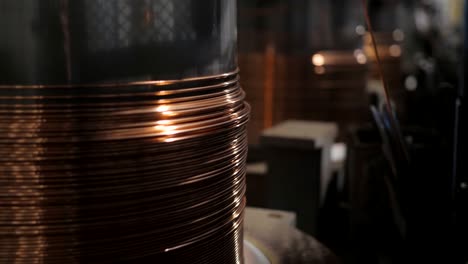 the drawing process of copper wire for the production of electric cable.