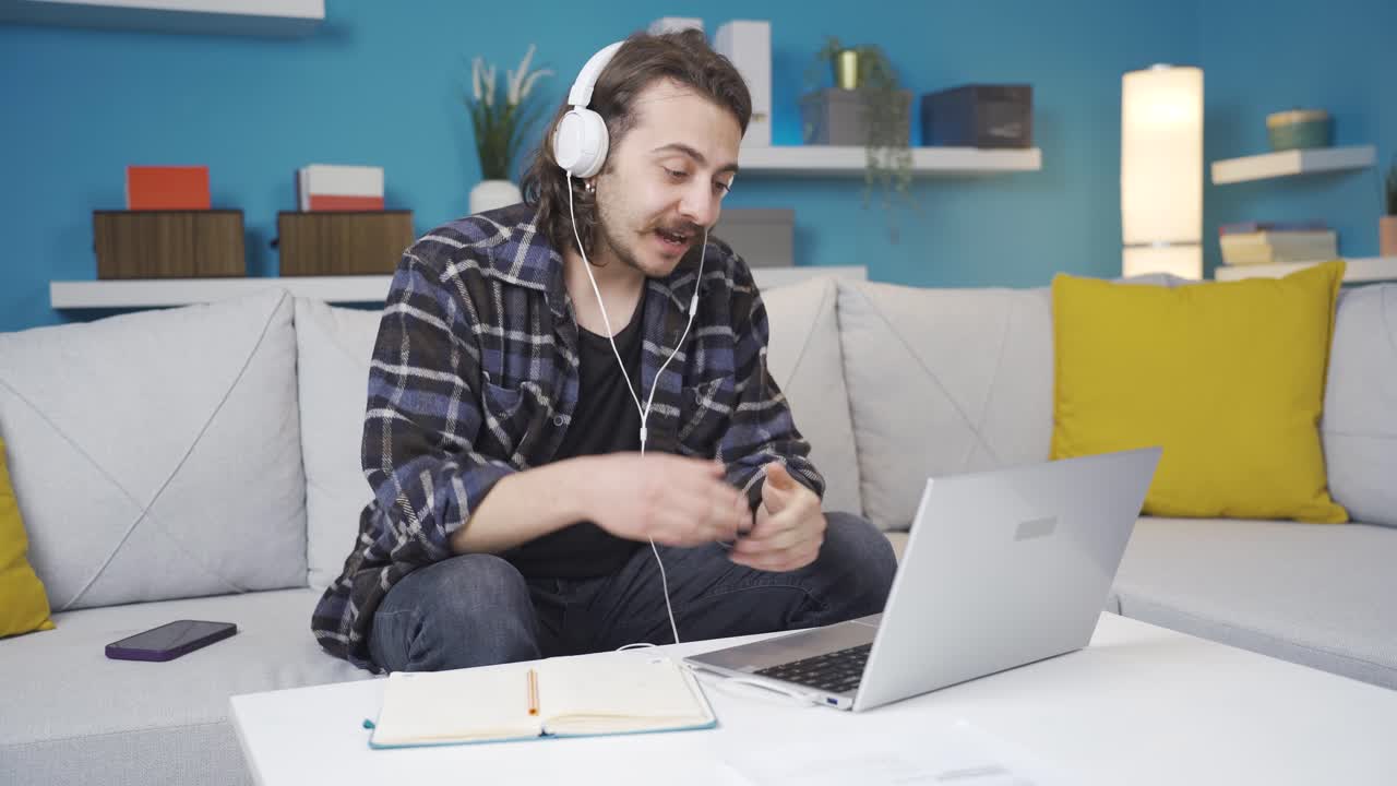 College student having an online conversation.