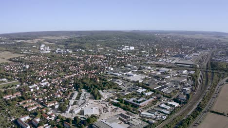 Drone-Aerial-Shot-of-Göttingen-in-Lower-Saxony,-Germany