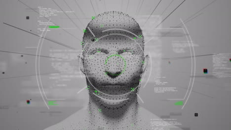 animación de la interferencia y el escaneo de alcance con procesamiento de datos sobre la silueta de la cabeza