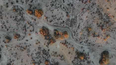 Drone-footage-of-campsite-on-Birdsville-Track,-outback-South-Australia