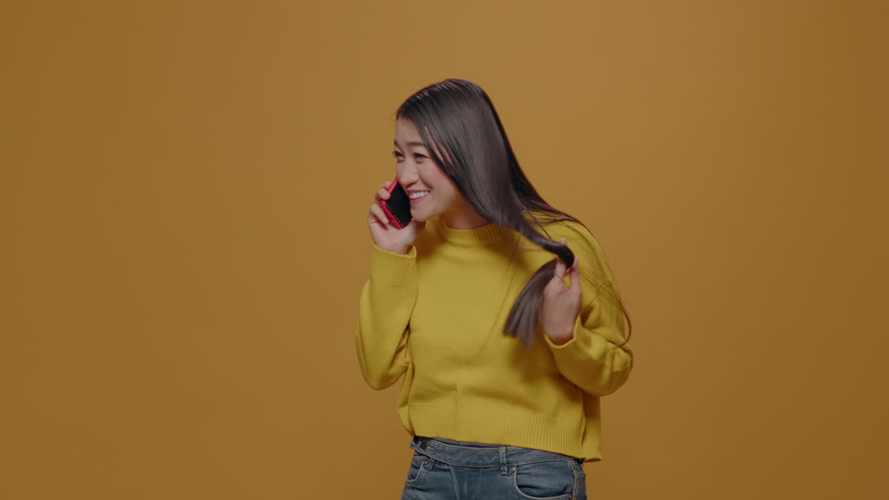 Casual person chatting on phone call using smartphone