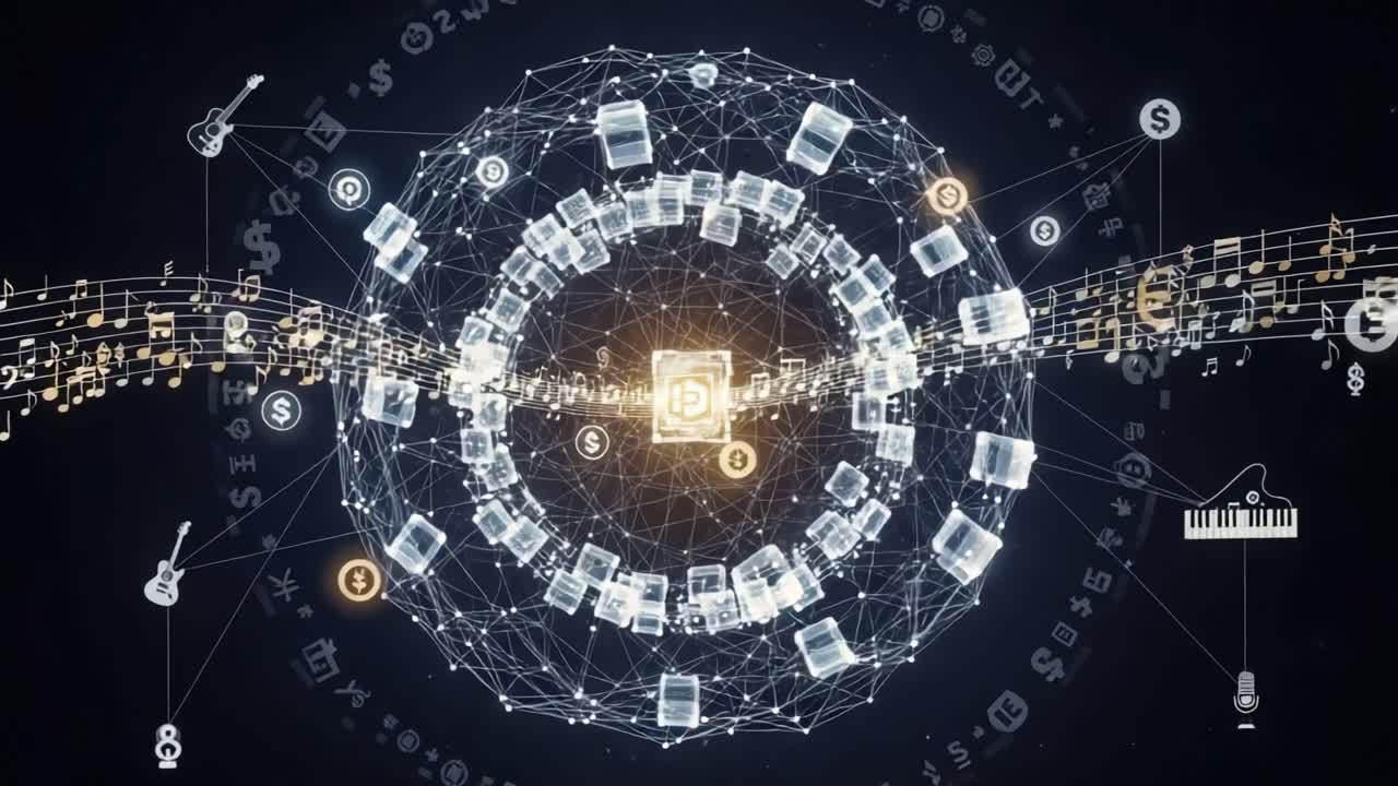 Exploring the Intersection of Music, Technology, and Finance: A Visual Journey Through Digital Concepts and Patterns Represented in Abstract Form