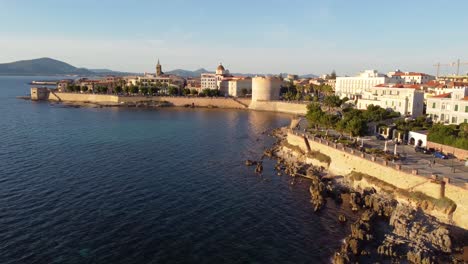 The-ancient-city-walls-of-Alghero-in-Italy