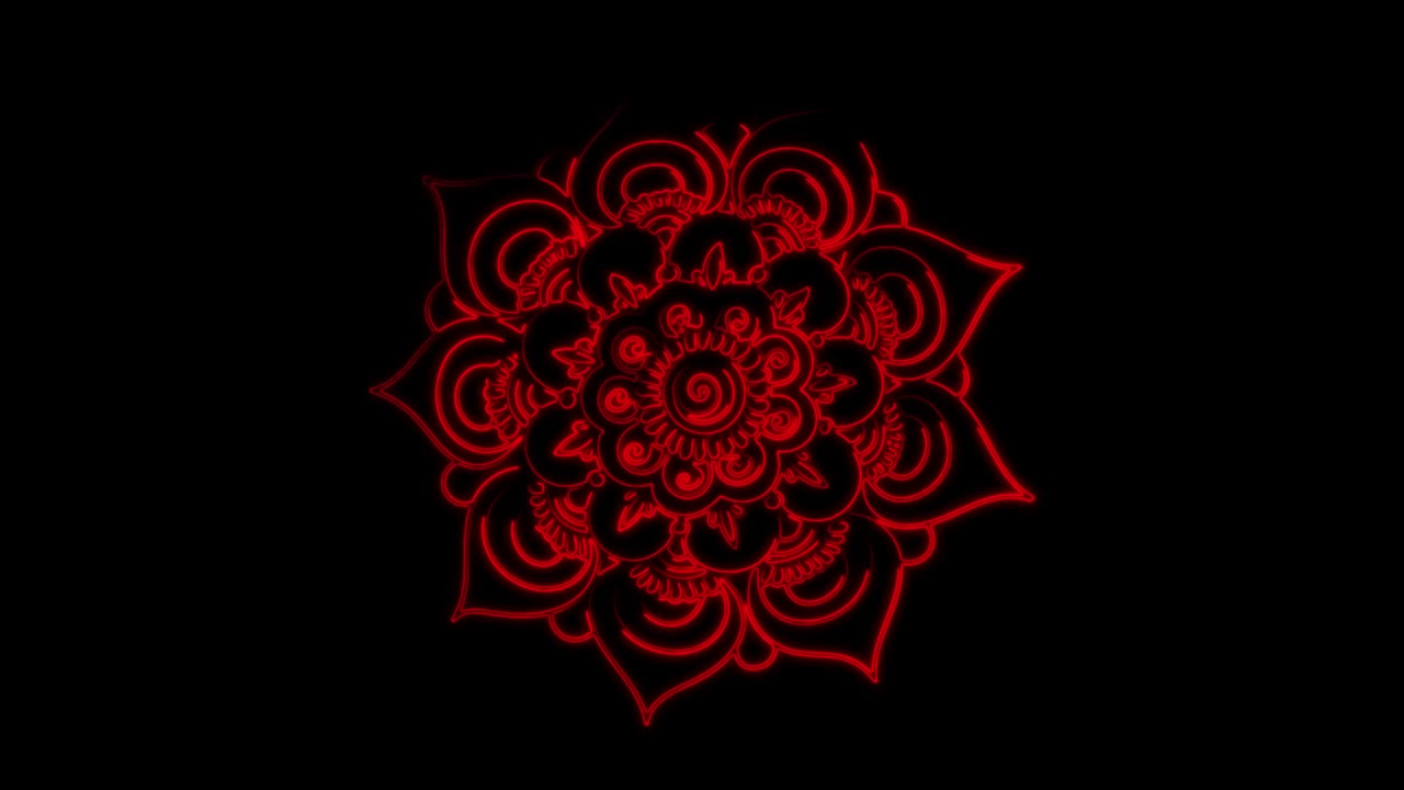 mandala abstract ornamento multicolor de neón línea de movimiento. 4k patrón de video mandala de la india.