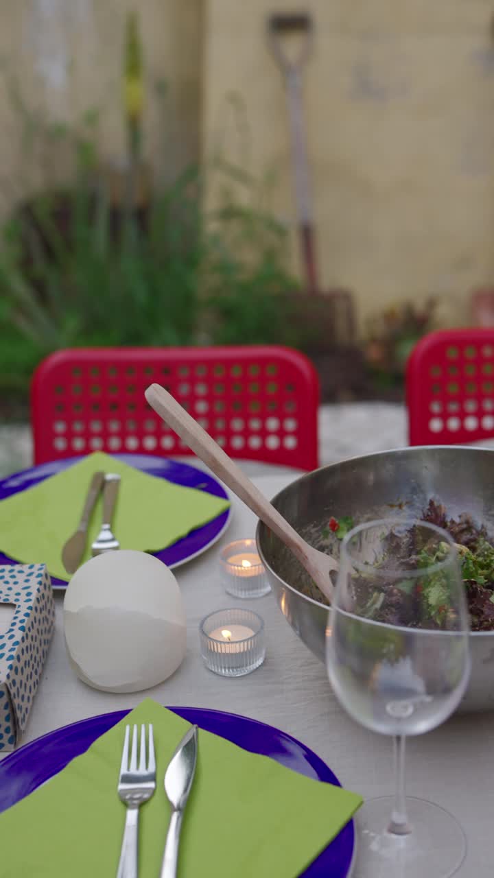 Outdoor Garden Dining with Salad
