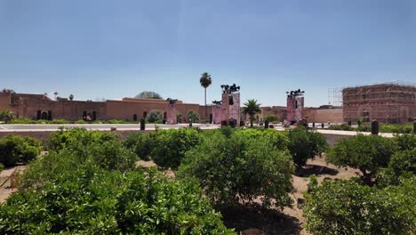 Touristische-Attraktion-Historisches-Wahrzeichen,-Badi-Palast-In-Marrakesch,-Marokko