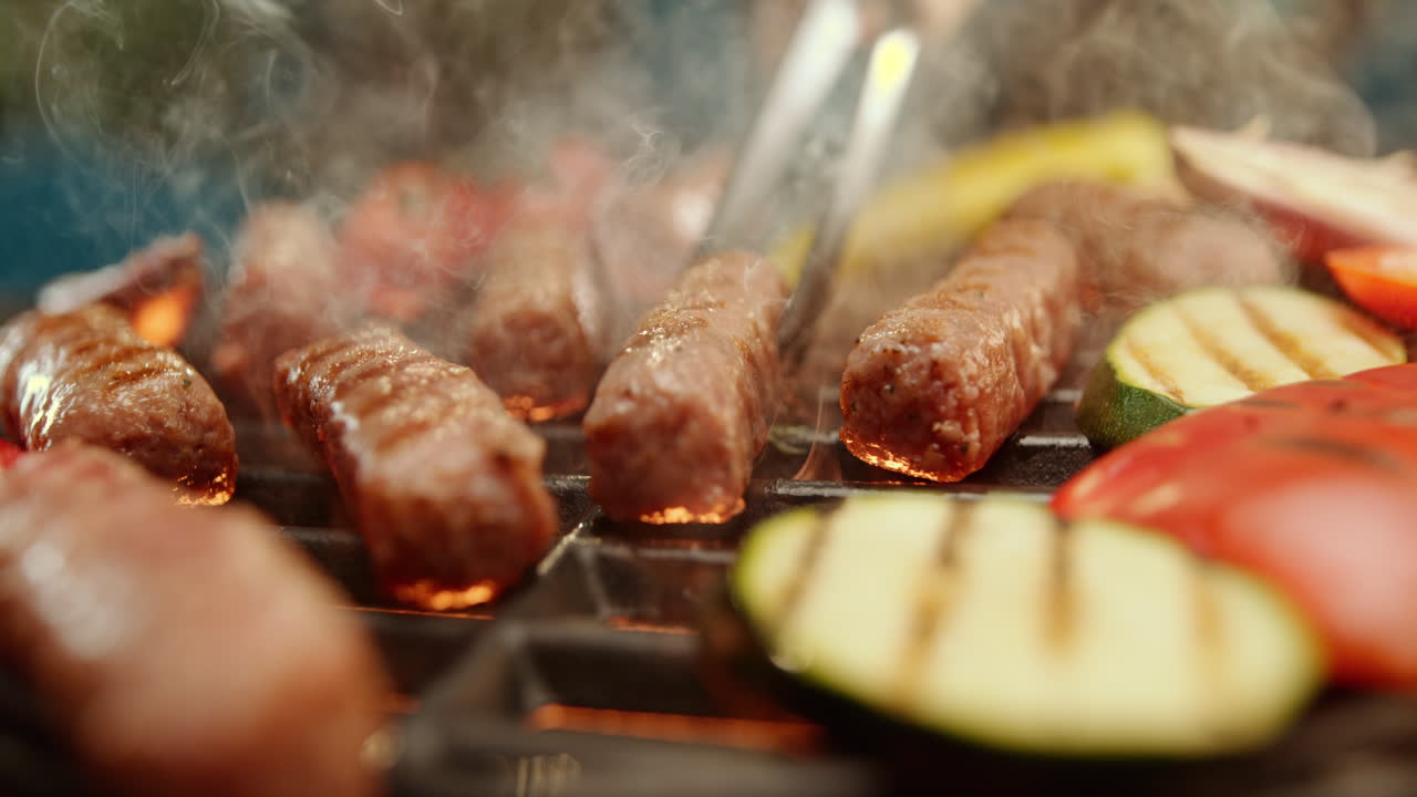 kebabs y verduras a la parrilla