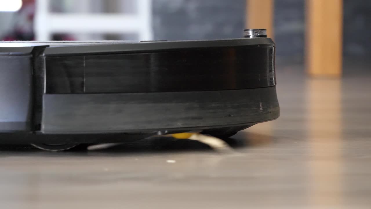 Robot vacuum cleaner starts cleaning, hit an object and turns around