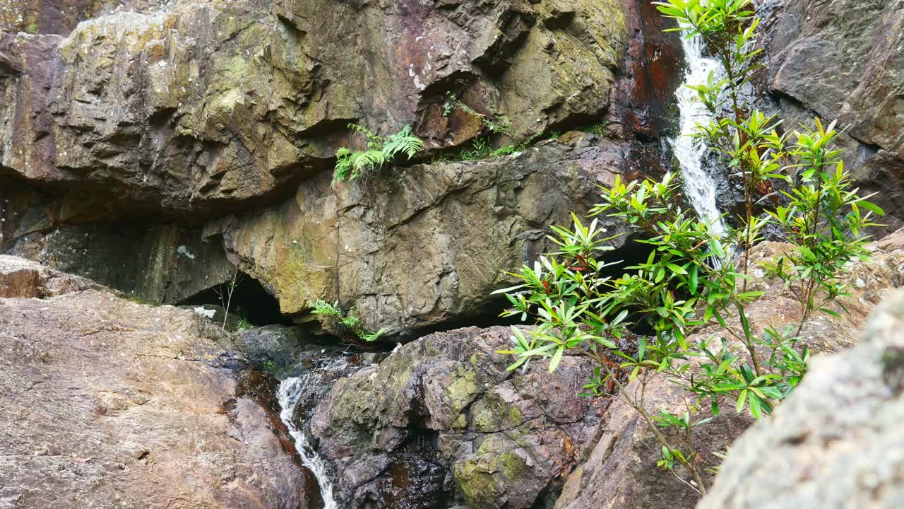agua que fluye por las rocas en youngs creek falls, al norte de orbost, gippsland, victoria, australia, diciembre de 2020