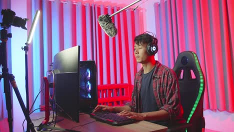 gamer streaming setup in a home studio