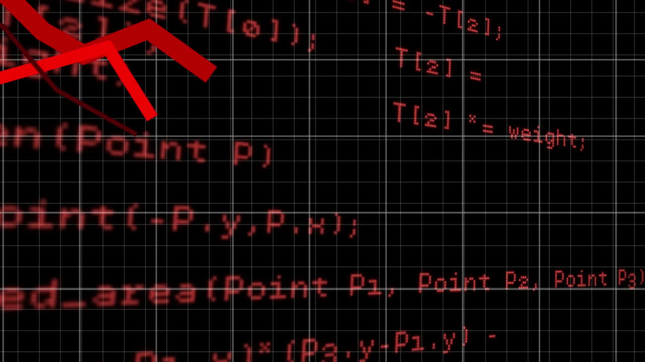 gráficos rojos que se mueven contra el procesamiento de datos
