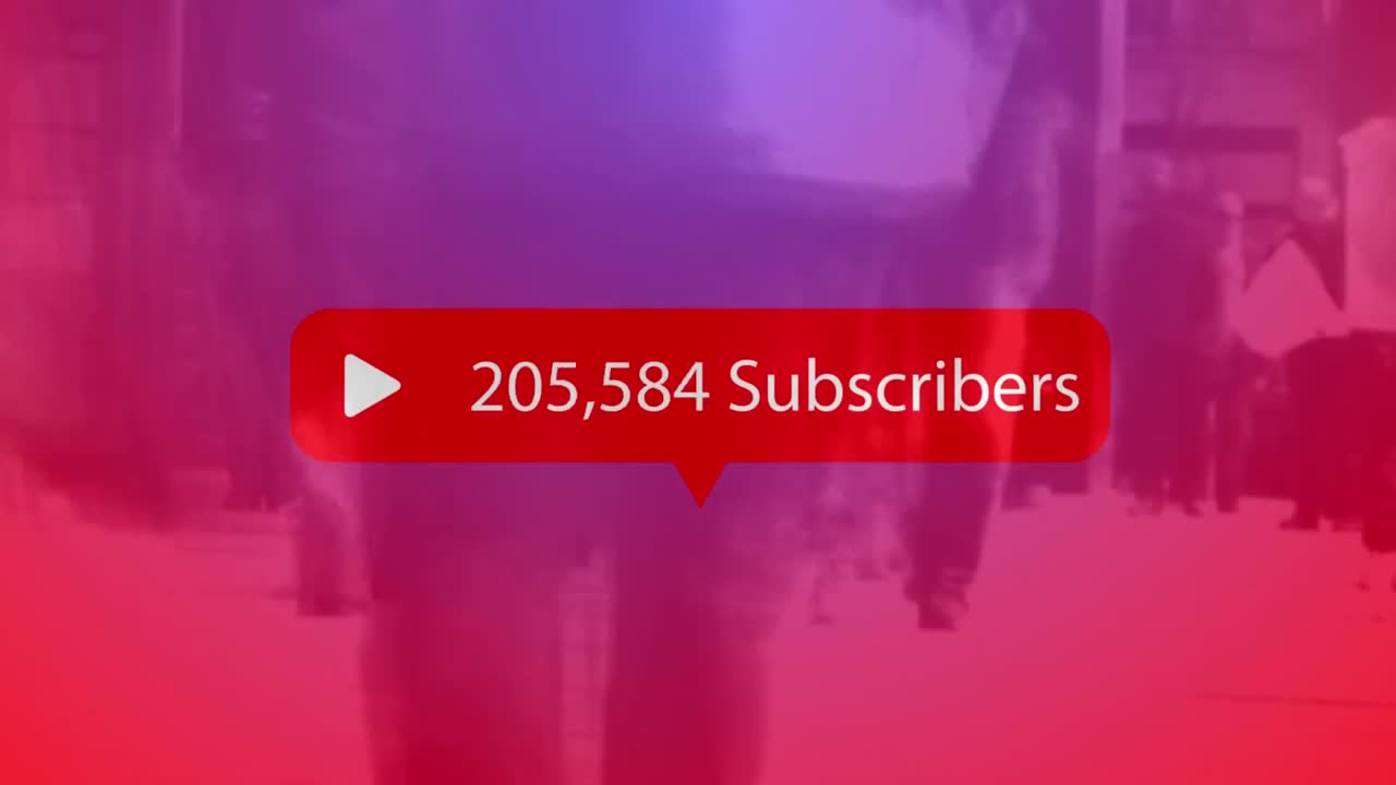 burbuja de discurso con suscriptores texto con números crecientes contra las personas que caminan por la calle