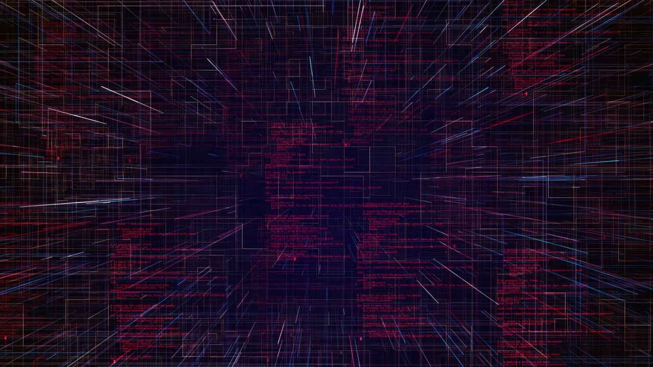 Sfondo digitale futuristico di dati con linee fluide e codici binari