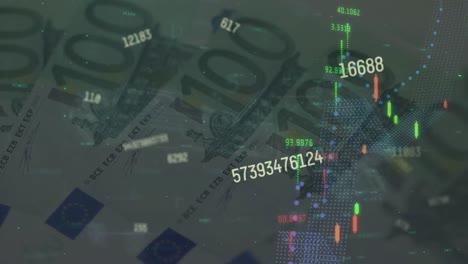 animación de números y procesamiento de datos sobre el conteo manual de billetes.