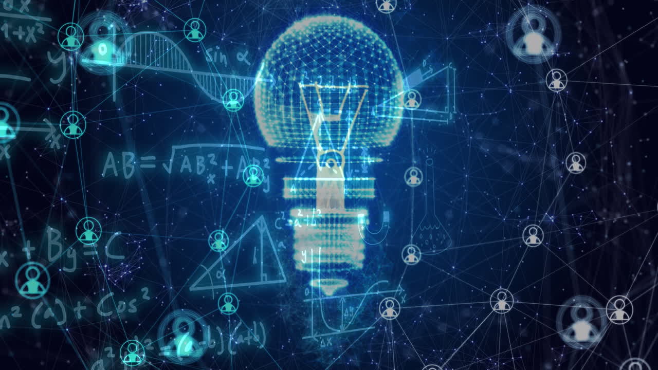 Animation of light bulb, connections and data processing