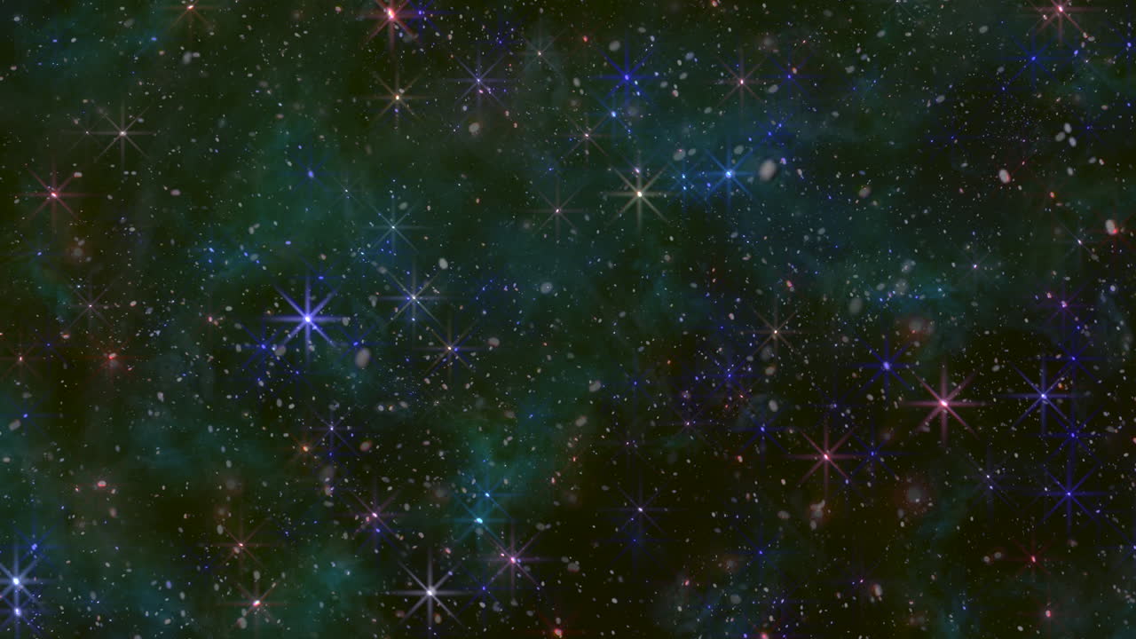 Stelle scintillanti e nebulosa illuminano il cosmo.