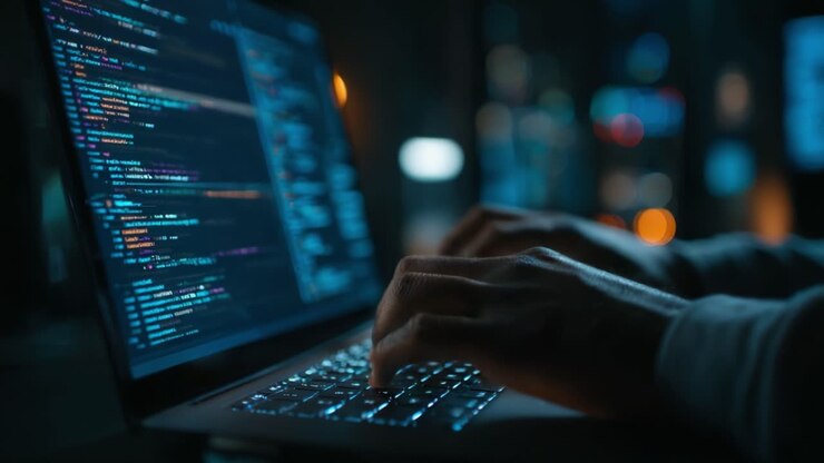 A Programmer's Focus: Capturing the Dedication Behind the Screen as Code Comes to Life Through Intense Typing and Problem Solving in a Dimly Lit Environment