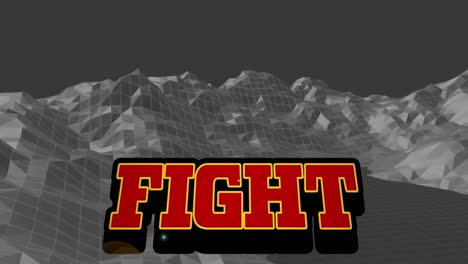 animation of fight text over metaverse on black background