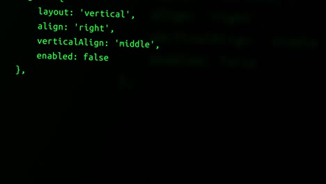 4k programming code running down a computer screen terminal loop animation.