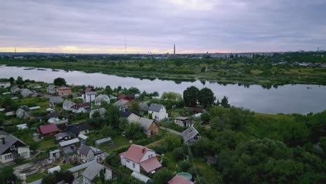 cityscape of daugavpils with daugava river and summer houses