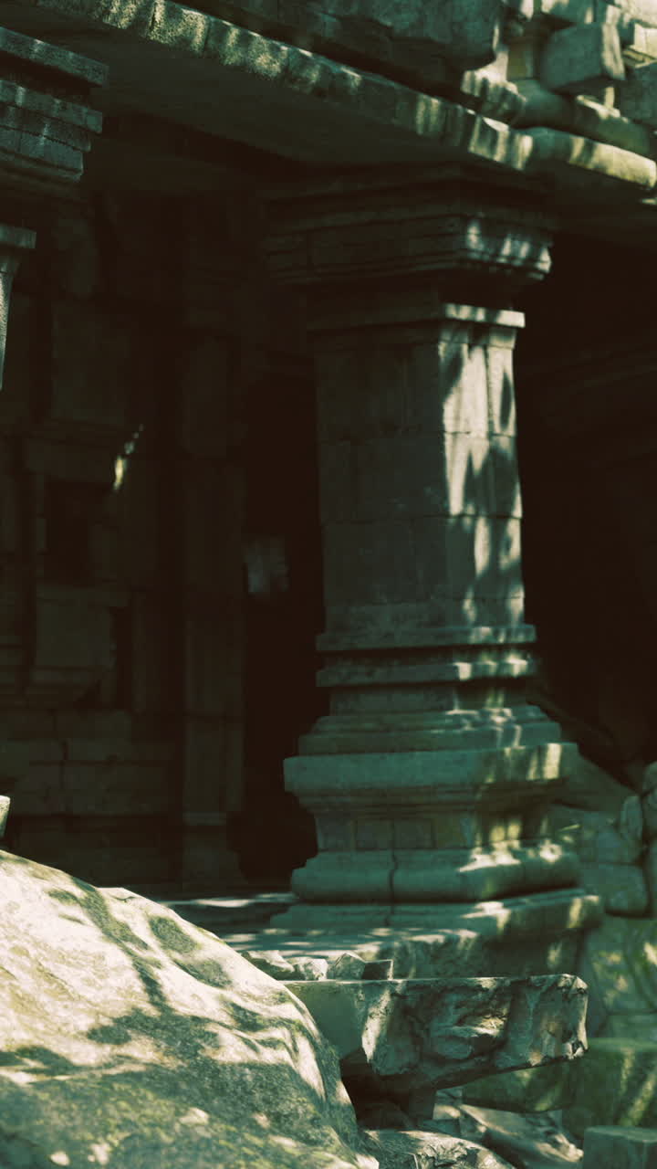 Ancient ruins covered in debris from a recent landslide near the jungle