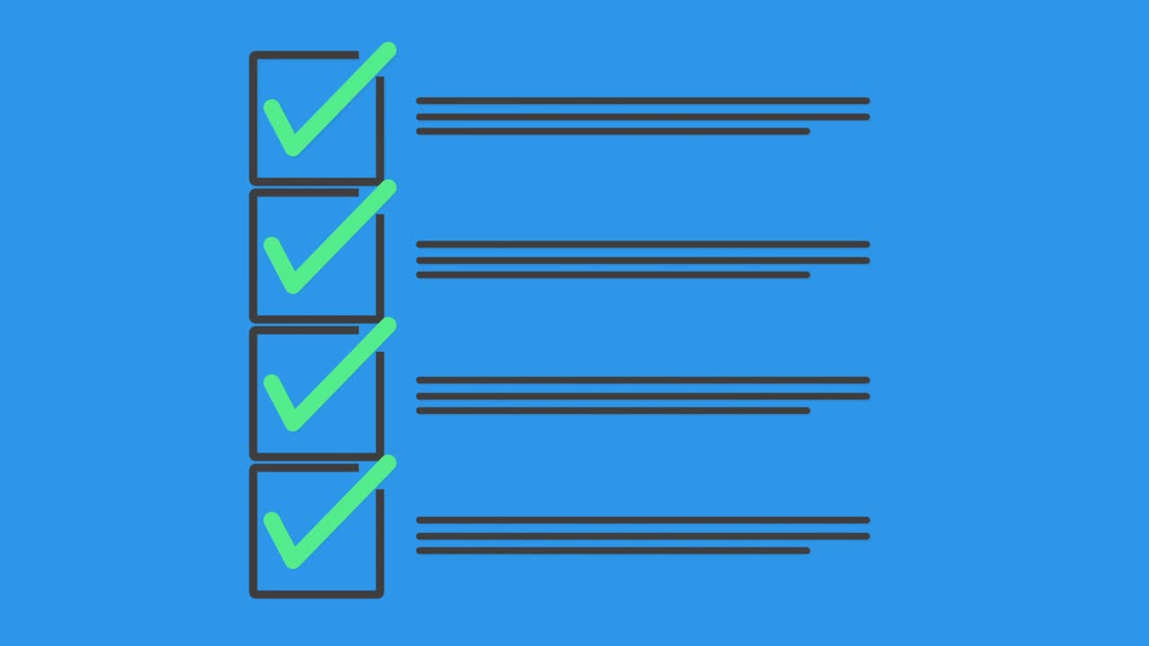 A list of tick checkmarks chroma key