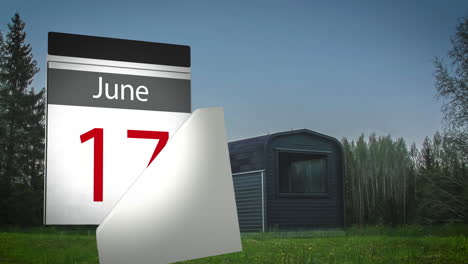 january to september long duration time lapse of a cabin trailer with a calendar graphic countdown