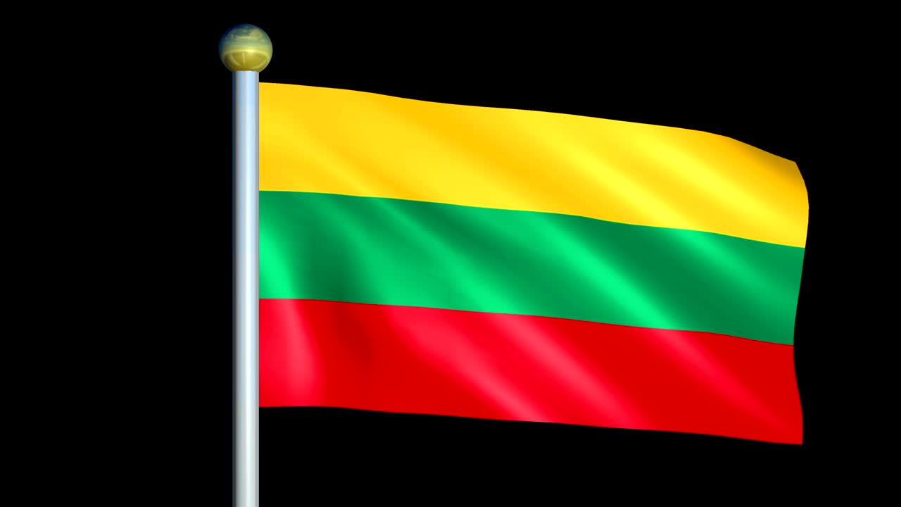gran bandera animada en bucle de lituania