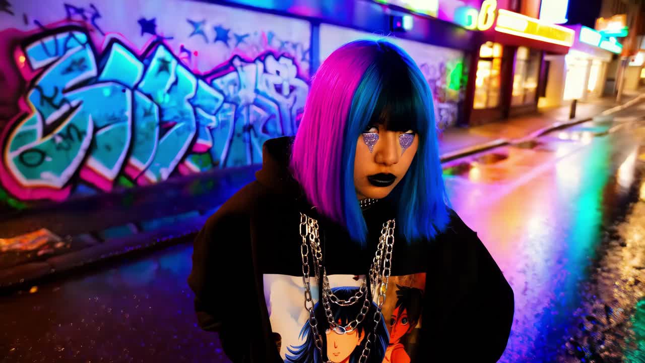 mujer elegante en la ciudad nocturna