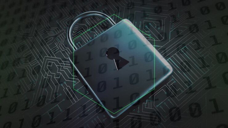 Animation of padlock over network of connections