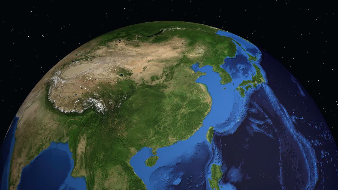 Globo 3D animato che ruota e zooma su Xiangfan, Cina, mostrando i dati sulla popolazione della città.