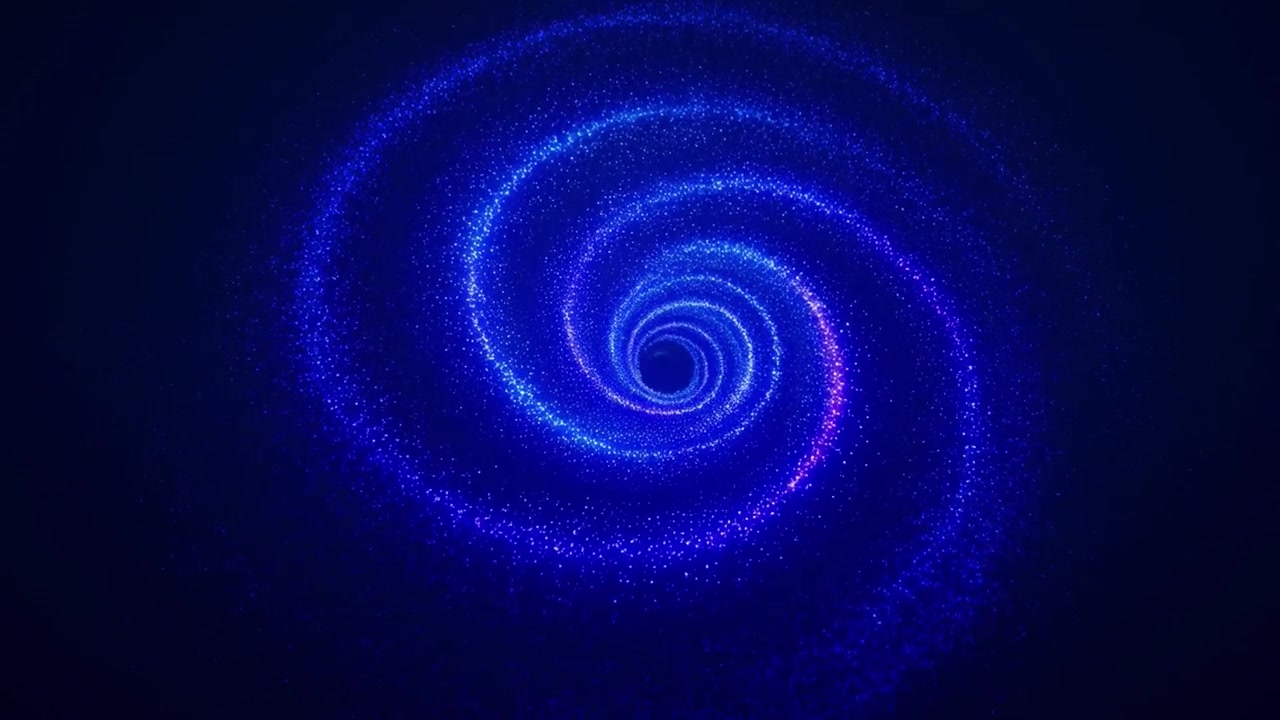 Abstract Blue Particle Spiral Rotating in Deep Space