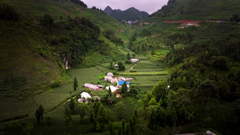 homes at the remote mountain village in ha giang loop in northern vietnam