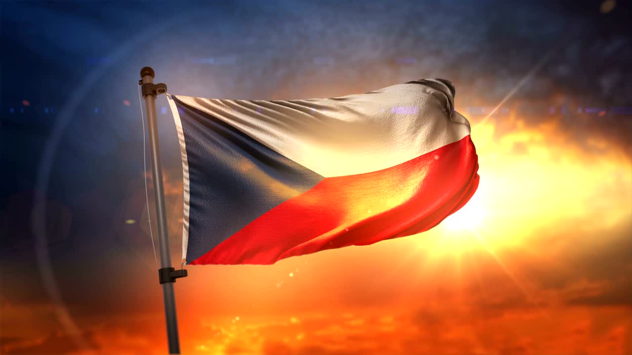 체코 공화국의 발은 아름다운 해가 뜨는 순환 속도 느린 모션 4k에서 백라이트됩니다.