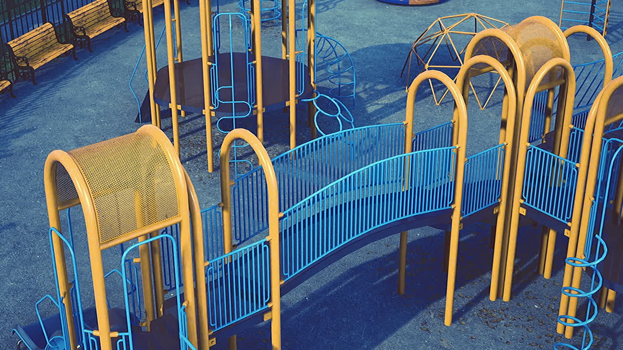 Colorful playground structures invite joyful exploration on a sunny day