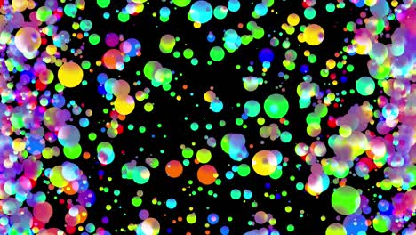 4k fondo abstracto en bucle con hermosas bolas multicolores como burbujas de pintura o gotas de tinte en agua en estilo plano. 3d con luma matte como canal alfa. 13