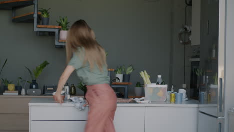 woman enjoying her time in the kitchen
