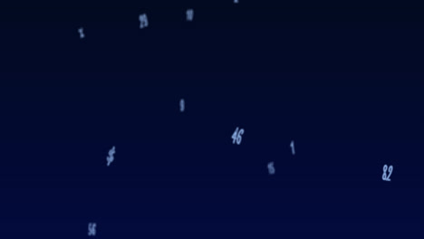 random numbers, figures, and symbols floating downwards in a vast empty space