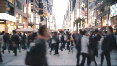 a dynamic urban scene depicting a bustling crosswalk filled with a diverse crowd of pedestrians in motion against a vibrant city backdrop