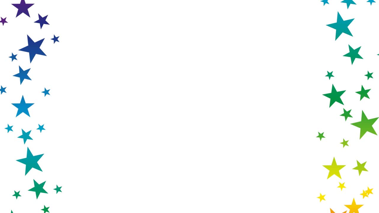 animación de navidad 2d con espacio de copia para su texto. estrellas arco iris en fondo blanco