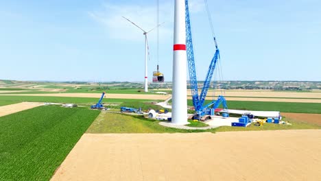 construction of wind farm in austria - aerial drone shot